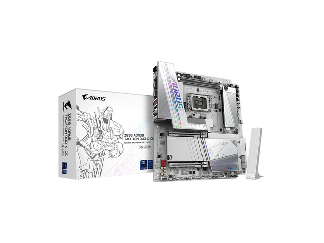 GIGABYTE Z890 AORUS TACHYON DUO X ICE Intel LGA 1851 EATX Motherboard, Support Core Ultra (Series 2), DDR5, 18+1+2 Power Phase, 4x M.2, PCIe 5.0, Thunderbolt 4, WiFi7, 5GbE, EZ-Latch, D5 Bionic Corsa