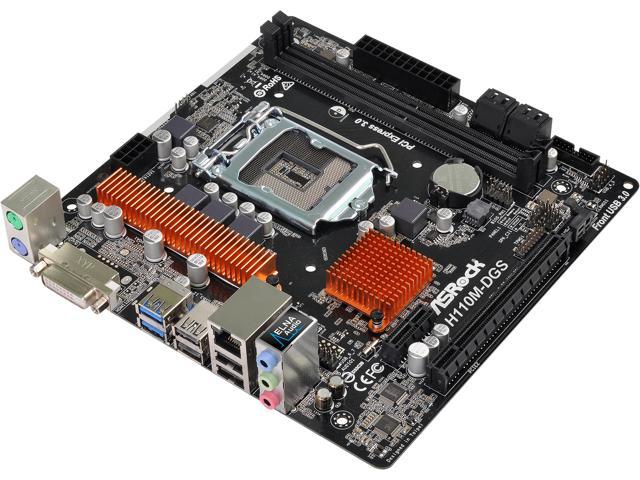 ASRock H110M-DGS R3.0 LGA 1151 Micro ATX Motherboards - Intel