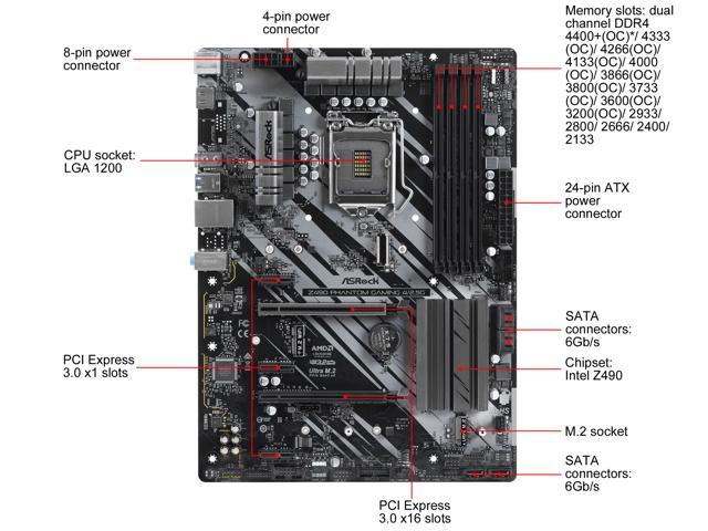 ASRock Z490 Phantom Gaming 4/2.5G LGA 1200 ATX Intel ...