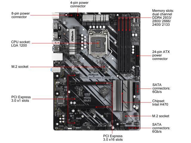 ASRock H470 Phantom Gaming 4 LGA 1200 ATX Intel Motherboard