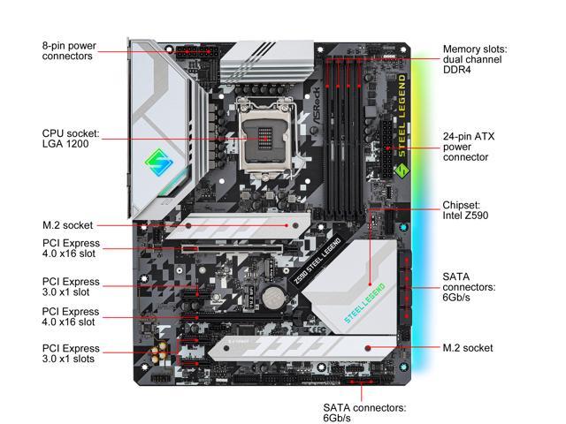 ASRock Z590 STEEL LEGEND LGA 1200 ATX Intel Motherboard - Newegg.com