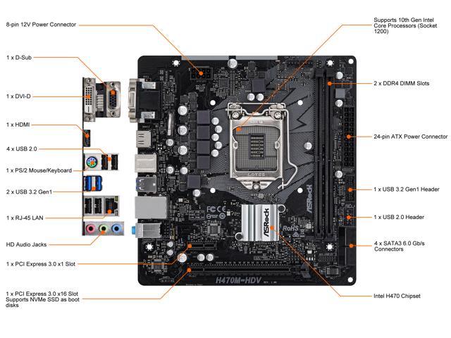 Asrock h470m hvs схема подключения