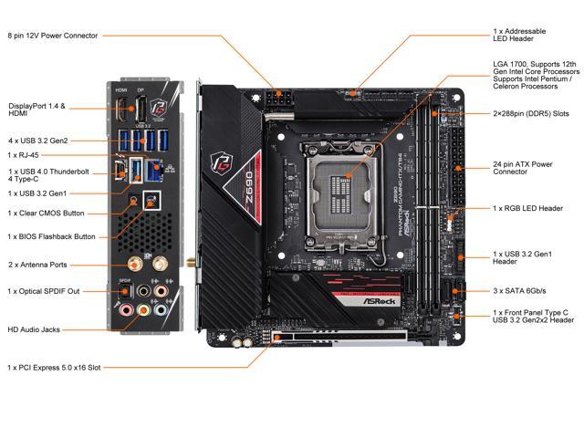 ASRock Z690 Phantom Gaming-ITX/TB4 LGA 1700 (14th,13th,12th Gen