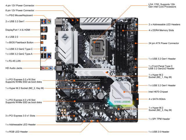 ASRock H670 STEEL LEGEND LGA 1700 Intel H670 SATA 6Gb/s