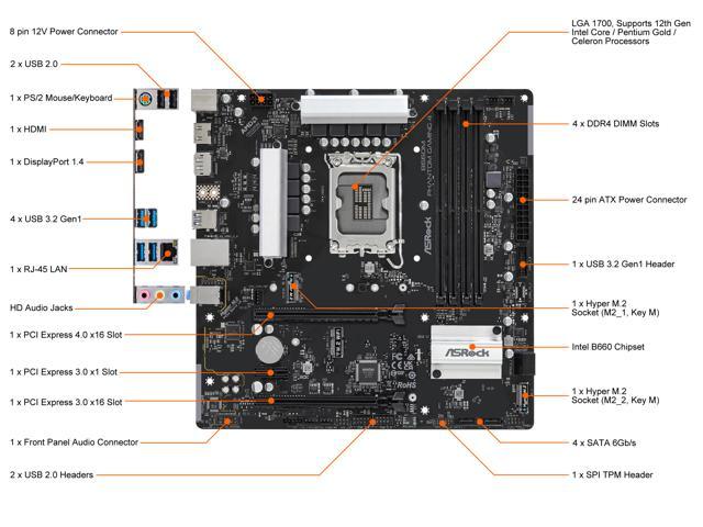 ASRock B660M PHANTOM GAMING 4 LGA 1700 Intel B660 DDR4 Micro ATX