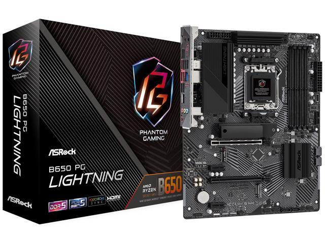 ASRock B650 PG LIGHTING AM5 ATX Mainboard , 4 slots DDR5, PCIE 4.0 x16,  3 M.2 slots,  2.5Gb Lan, 7.1 Nahimic Audio , Rear USB3.2 Gen2X2 Type_C ,  14+2+1 Power Phase, AMD CrossFire.