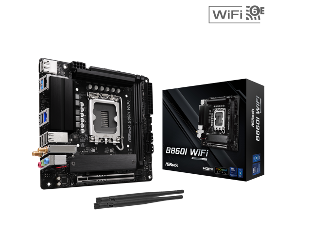 ASRock B860I WiFi LGA 1851 Intel B860 SATA 6Gb/s Intel Core Ultra DDR5 Mini ITX Motherboard