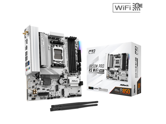 ASRock B850M Pro RS WiFi White Micro ATX Motherboard
