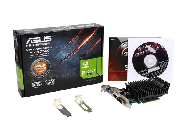 GT720-1GD3-CSM  Asus NVIDIA GeForce GT 720 1GB GDDR3 VGA/DVI/HDMI Low  Profile PCI-Express Video Card