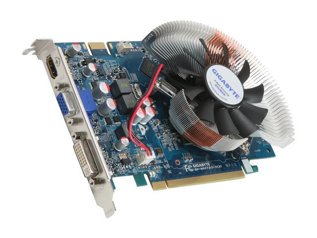 GIGABYTE GeForce 9500 GT 512MB GDDR3 PCI Express 2.0 x16 SLI Support Video Card GV-N95TD3-512I