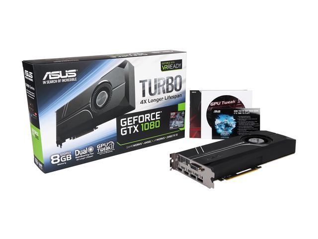 ASUS GeForce GTX 1080 8GB GDDR5X PCI Express 3.0 SLI Support Video Card  TURBO-GTX1080-8G