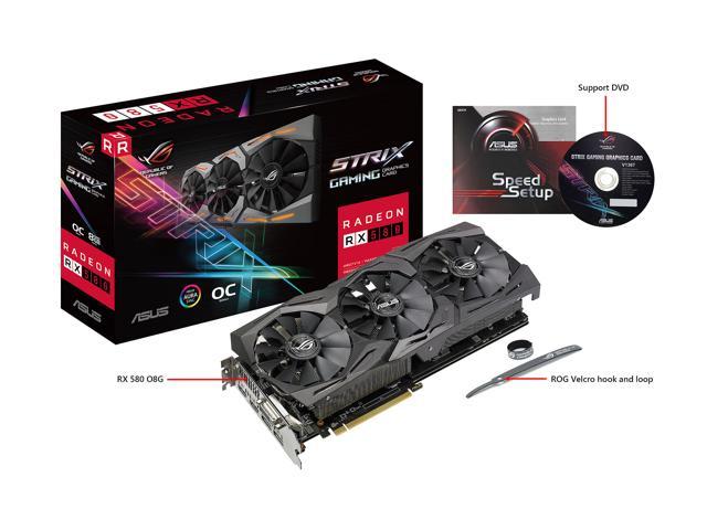 Asus Rog Strix Radeon Rx 580 O8g Gaming Oc Edition Gddr5 Dp Hdmi Dvi Vr Ready Amd Graphics Card With Rgb Lighting Rog Strix Rx580 O8g Gaming Newegg Com