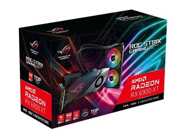 AMD RDNA™ 2, PCIe 4.0, 16GB GDDR6, HDMI 2.1, DisplayPort 1.4a, Full-coverage cold plate, 240mm radiator, 600mm tubing ASUS ROG Strix LC AMD Radeon™ RX 6900 XT TOP Edition Gaming Graphics Card 