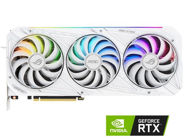 ASUS ROG Strix NVIDIA GeForce RTX 3070 V2 White OC Edition Gaming Graphics Card (PCIe 4.0, 8GB GDDR6, LHR, HDMI 2.1, DisplayPort 1.4a, White Color Scheme, Axial-tech Fan Design, 2.9-slot) ROG-STRIX-RTX3070-O8G-WHITE-V2