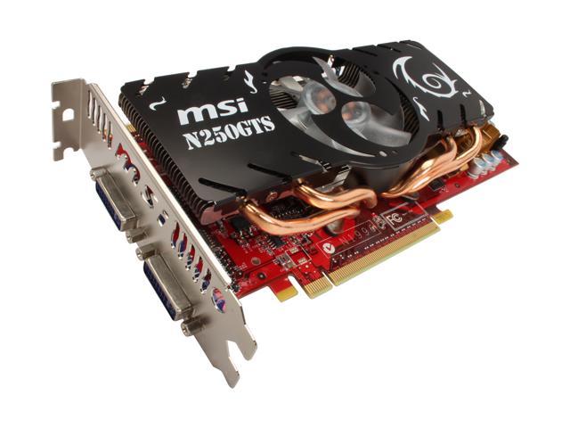 MSI GeForce GTS 250 512MB GDDR3 PCI Express 2.0 x16 SLI Support Video Card N250GTS-2D512-OCv2
