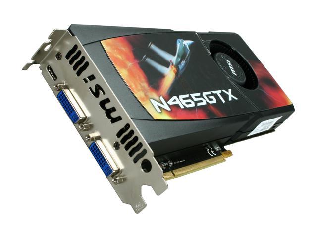 MSI GeForce GTX 465 (Fermi) 1GB GDDR5 PCI Express 2.0 x16 SLI Support Video Card N465GTX-M2D1G
