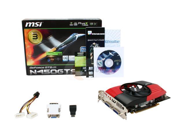 Msi Geforce Gts 450 Fermi Video Card N450gts M2d1gd5 Oc Newegg Com