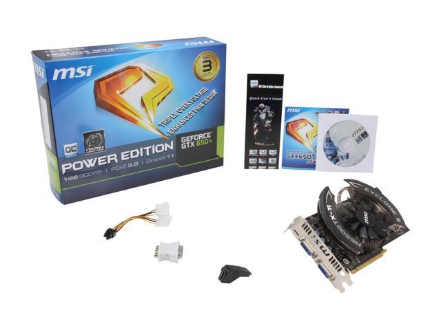 Msi Power Edition Geforce Gtx 650 Ti Video Card N650ti Pe 1gd5 Oc Newegg Com