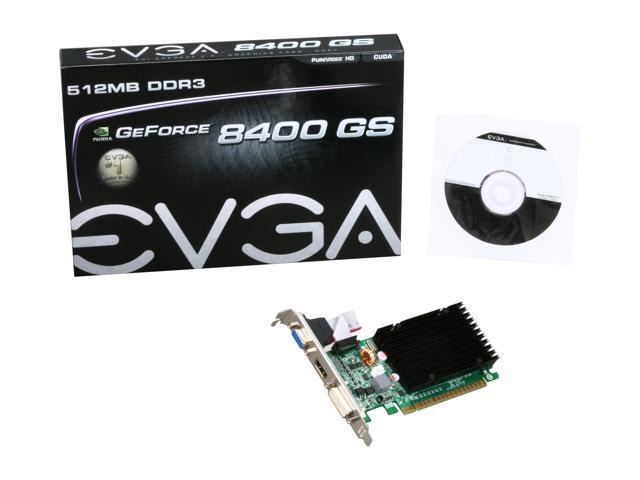 EVGA GeForce 8400 GS 512MB DDR3 PCI Express 2.0 x16 Low Profile Ready Video  Card 512-P3-1301-KR