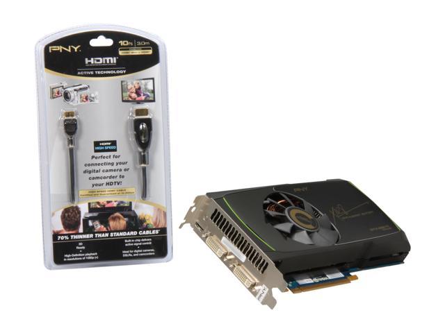 PNY GeForce GTX 560 Ti (Fermi) 1GB GDDR5 PCI Express 2.0 x16 SLI Support Video Card with 10ft HDMI Mini to HDMI Cable VCGGTX560TXPB-OC-BDL