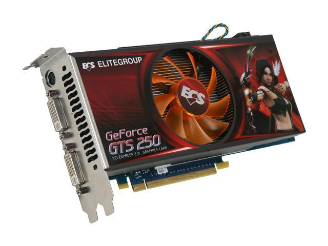ECS GeForce GTS 250 512MB DDR3 PCI Express 2.0 x16 SLI Support Video Card NGTS250-512MX-F