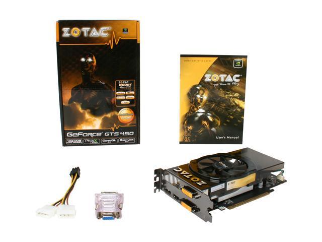 Zotac Geforce Gts 450 Fermi Video Card Zt 10l Newegg Com