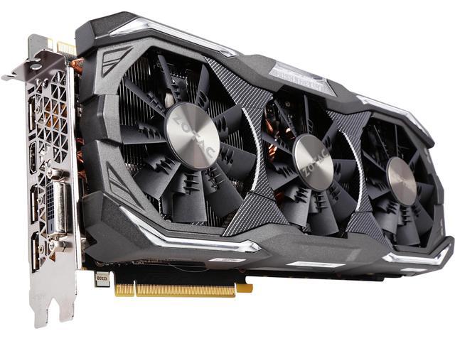 ZOTAC GeForce GTX 1080 AMP! Extreme, ZT-P10800B-10P, 8GB GDDR5X IceStorm  Cooling, Metal Wraparound Carbon ExoArmor exterior, Dual-blade EKO Fan,