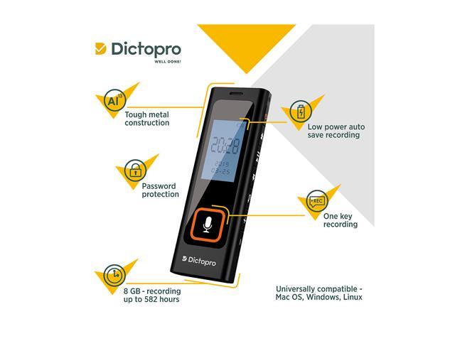 8GB Spy Dictaphone MP3 Player Mini Digital Voice Activated Recorder By Dictopro 
