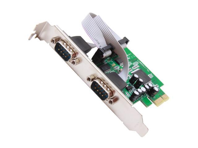 SYBA Serial 2 Ports (DB9, RS232) PCI-e Controller Card, Moschip Chipset, Supports DOS Model SY-PEX15034