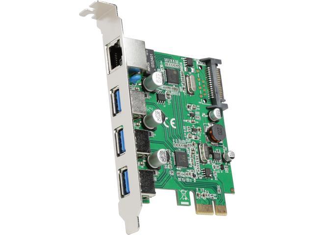 SYBA 3 Port USB 3.1 Gen 1 and Gigabit Ethernet PCI-e 2.0 x1 Card Model SD-PEX50100