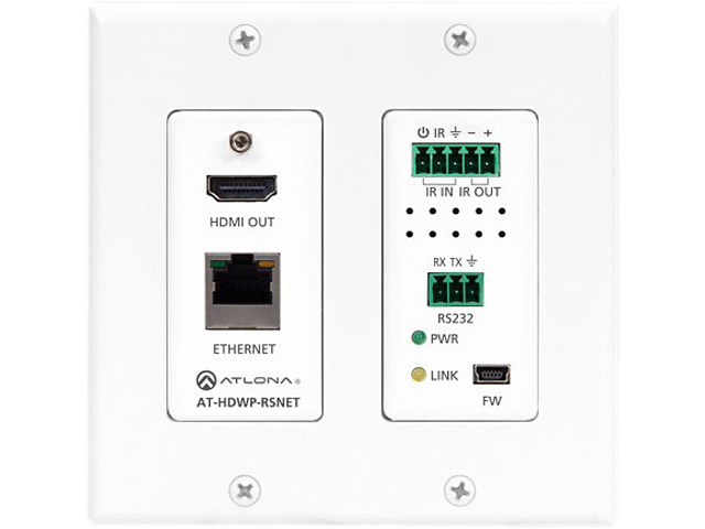 Hdbaset Rx ATLONA HDBaseT RX for HDMI 2-Gang US Decora Wall Plate w/ Ethernet, RS ...