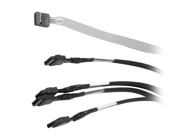 Adaptec 2247100-R Mini SAS x4 (SFF-8087) to (4) x1 SATA Cable with SFF-8448 sideband signals - 1M