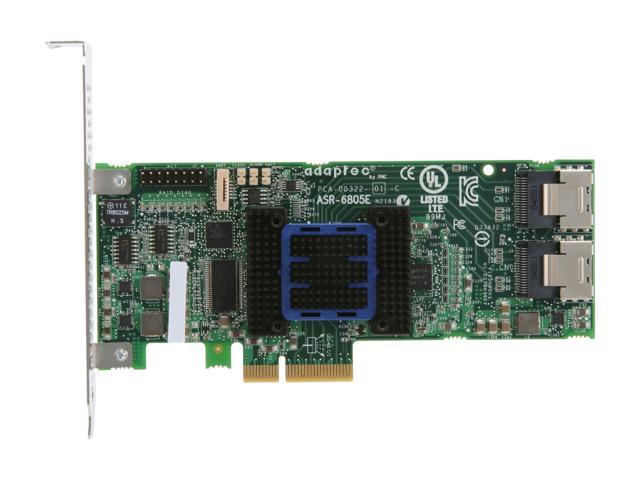 Adaptec RAID 6805E 2271800-R 6 Gb/s SATA / SAS 8 Internal Ports w/ 128MB  Cache Memory Controller Card, Kit