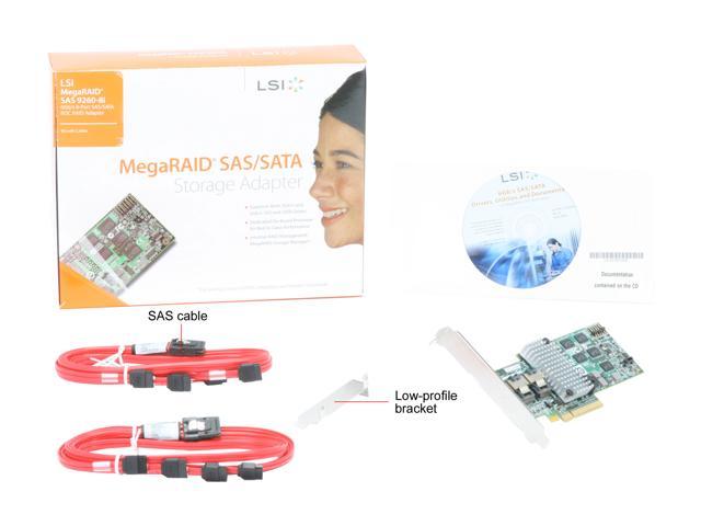 LSI LOGIC LSI00201 MegaRAID Controller Kit 4-Port, 8X PCIe 2.0, 1x SAS, RAID 0/1/5/10/50/60