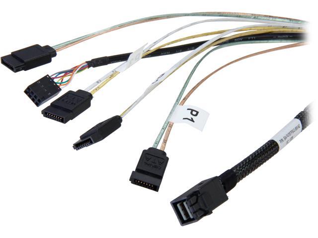 LSI LSI00410 0.6m Internal Cable SFF8643 to x4 SATA HDD (mini SAS HD to SATA data port)--Avago Technologies
