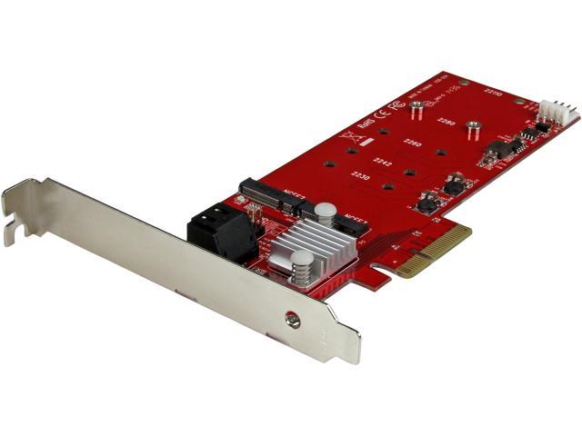 StarTech.com PEXM2SAT3422 M.2 SATA (NGFF) SATA 1 - PCI Express x4 Male 2x M.2 NGFF SSD RAID Controller Card plus 2x SATA III Ports - PCIe