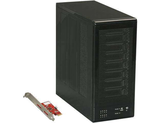 Rosewill RSV-S8 - 8-Bay 2.5" & 3.5" Hot-Swappable RAID Storage Enclosure System Bundled with PCIe Controller Card - 120mm Cooling Fan, Port Multiplier, Tray Design, RAID 0 / 1 / 5 / 10 / 5 + Spare / S