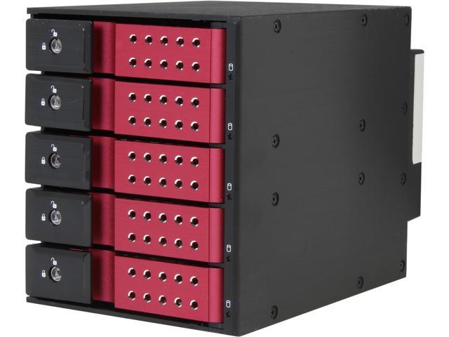 iStarUSA BPN-DE350SS-RED 3 x 5.25" to 5 x 3.5" SAS/SATA 6.0 Gb/s Trayless Hot-Swap Cage