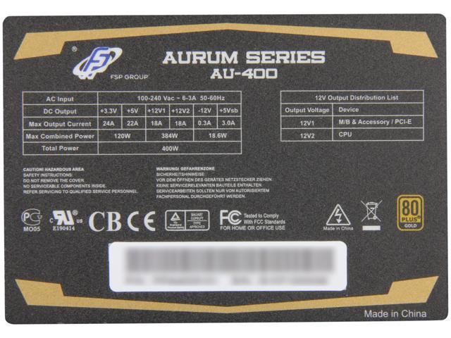 Fsp Group Aurum Gold 400w Au 400 Atx12v Eps 12v 80plus Gold Certified Compatible With Core I7 Power Supply Newegg Com