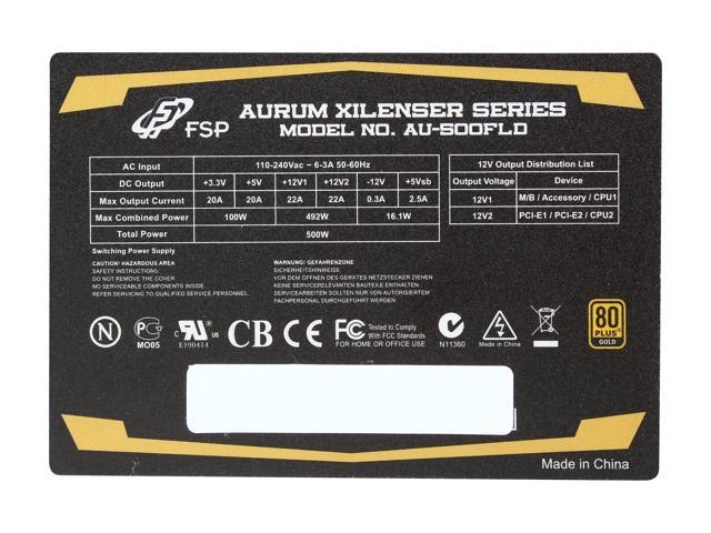 FSP Group AURUM XILENSER 500W AU-500FLD ATX12 v2.92 SLI Ready CrossFire ...