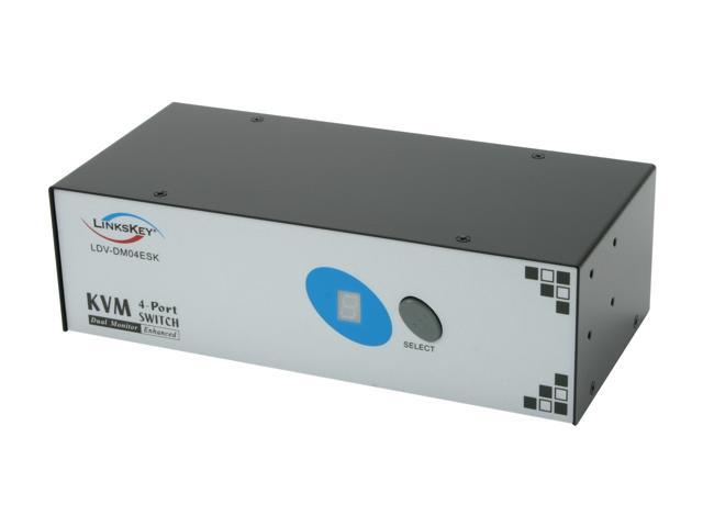 LINKSKEY LDV-DM04ESK 4-Port Dual Monitor Enhanced DVI KVM Switch w/ Cables