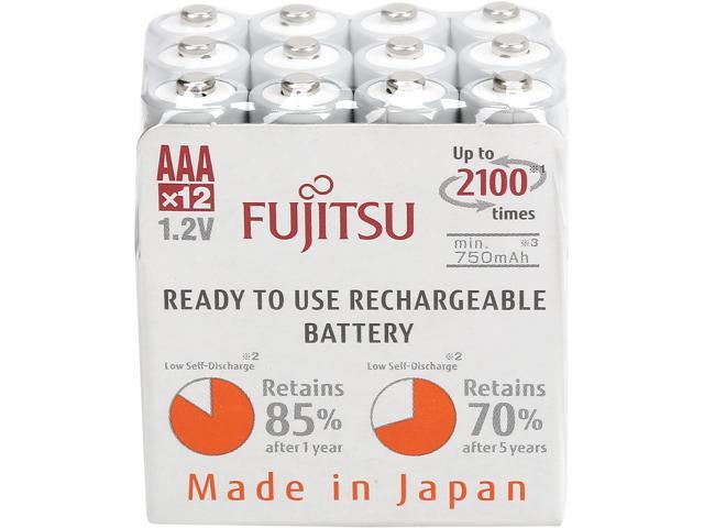 Fujitsu AAA 800mAh 2100 Cycles Ni-MH Pre-Charged Rechargeable Batteries 12 Pack (Made in Japan)
