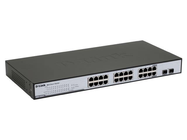 D-Link DGS-1224T 10/100/1000Mbps Web-Smart Switch With 2 Combo SFP Expansion Slots 24 Ports 10/100/1000Mbps with 2 Combo SFP Expansion Slots 8K MAC Address Table 512KB Buffer Memory