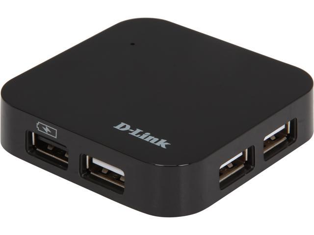D-Link DUB-H4 USB2.0 4-Port Hub w/ one fast charging port & power adapter
