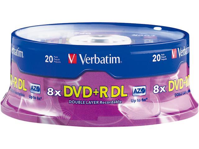 Verbatim DVD+R DL 8.5GB 8X with Branded Surface - 20pk Spindle