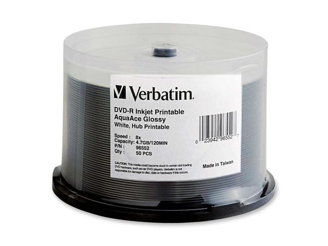 Verbatim 96552 AquaAce 4.7GB 16X Inkjet Printable and Hub Printable DVD ...