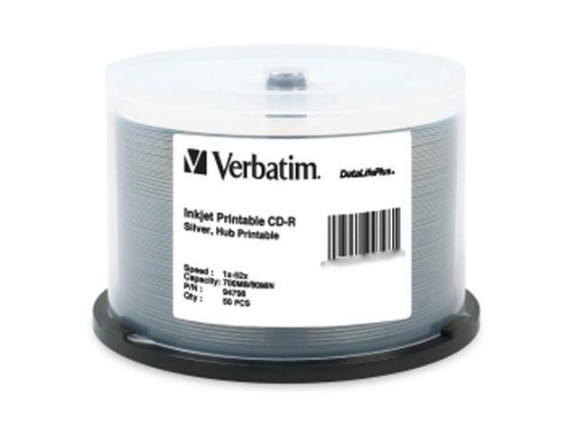 Verbatim 700MB 52X CD-R Inkjet Printable Hub Printable 50 Packs Media ...