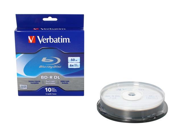 Verbatim 50GB 6X BD-R DL 10 Packs Spindle Disc Model 97335
