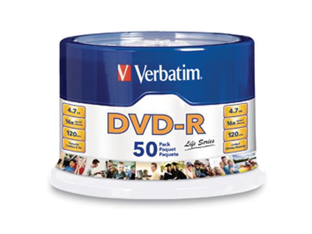 Verbatim Life Series 4.7GB 16X DVD-R 50 Packs Spindle Media Model 97176