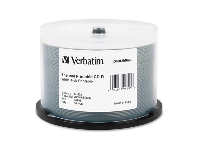 Verbatim 700MB 52X CD-R Thermal Printable, Hub Printable 50 Packs 50Pkg ...